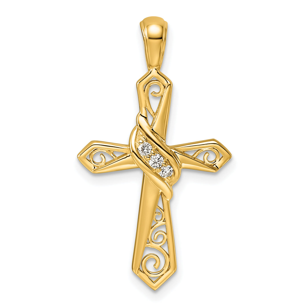 14k 1/20ct. Diamond Cross Pendant