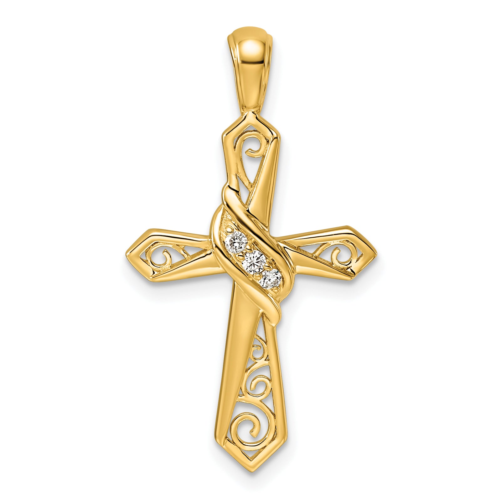 14k 1/20ct. Diamond Cross Pendant