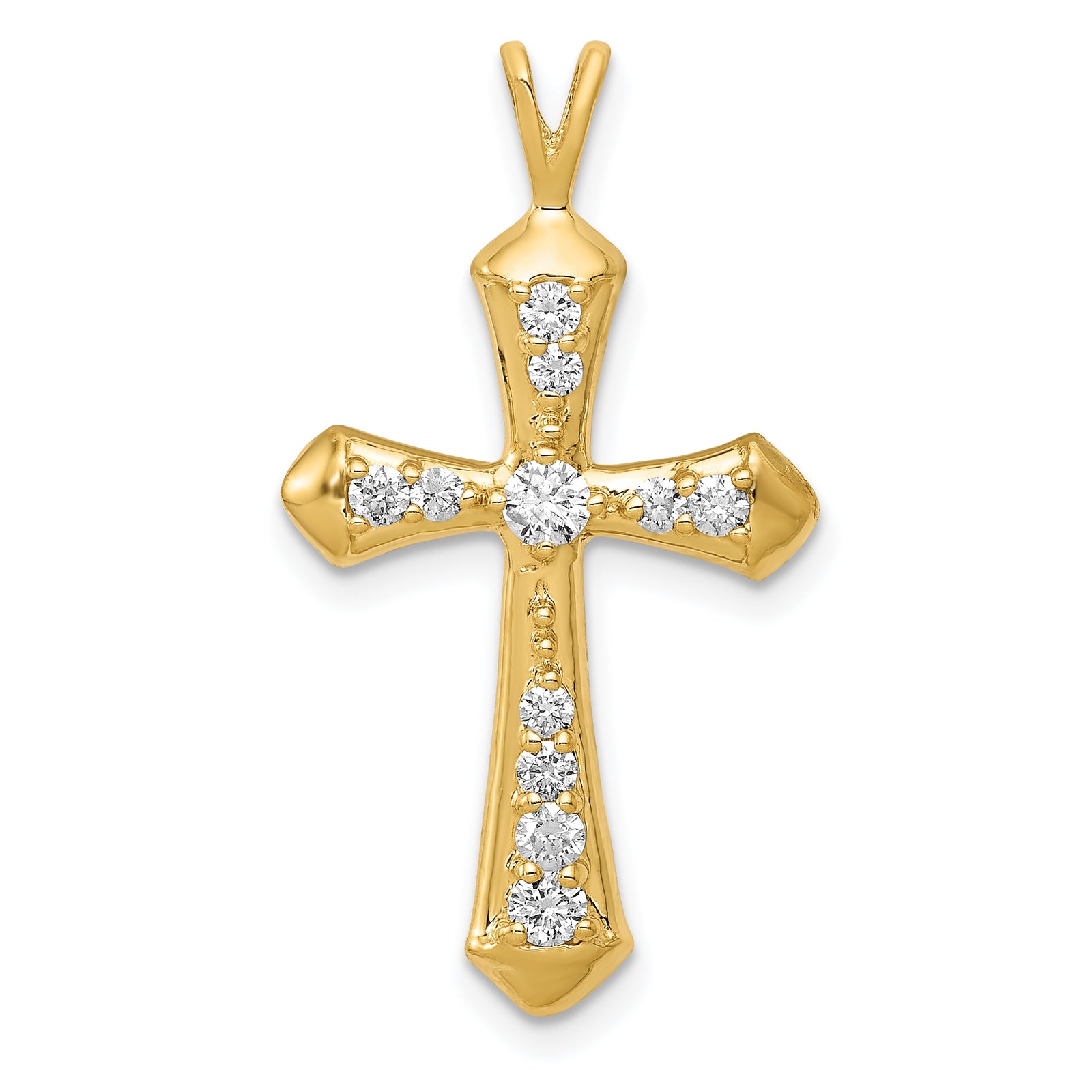 14k AA Diamond Passion Cross Pendant