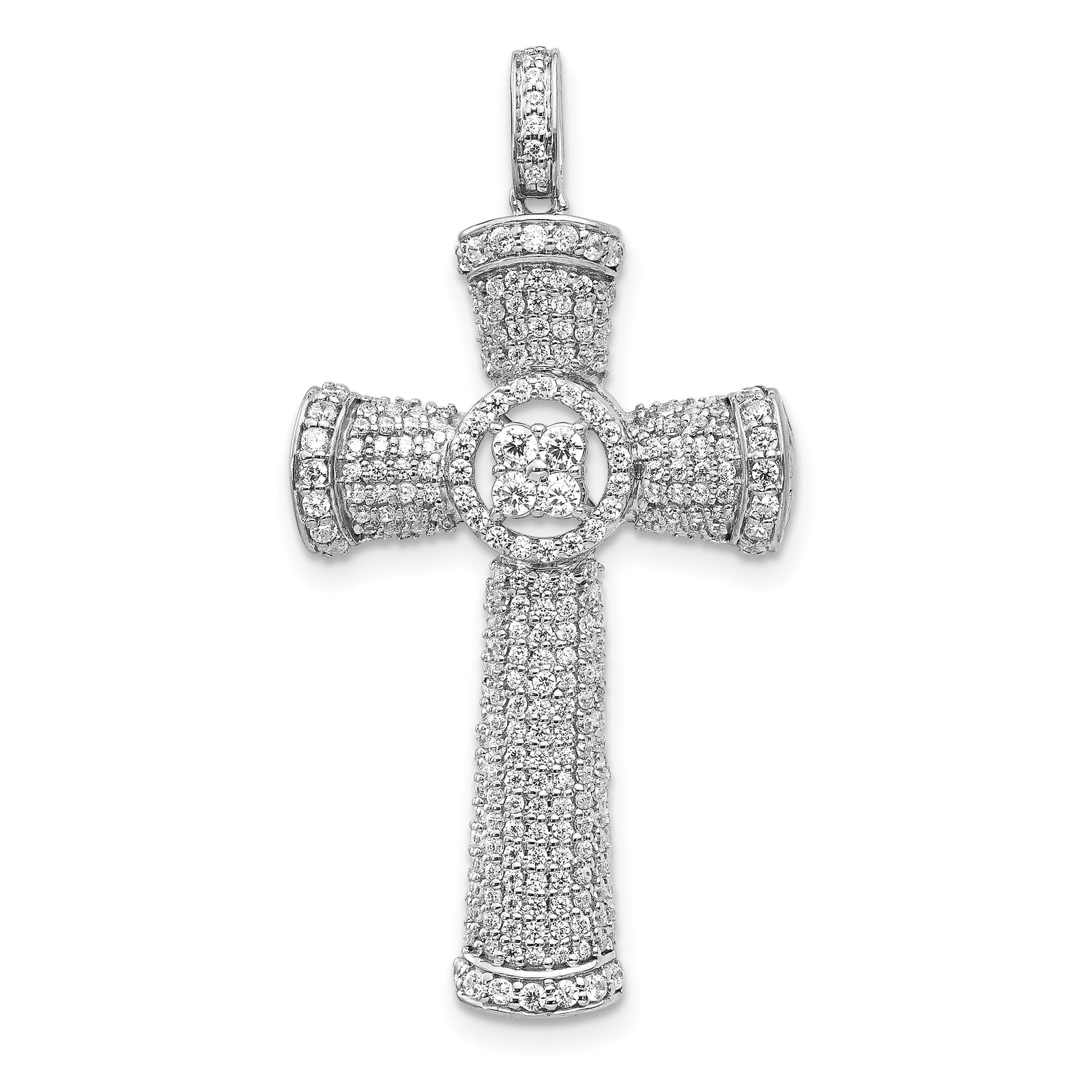 14k White Gold Diamond Cross Pendant