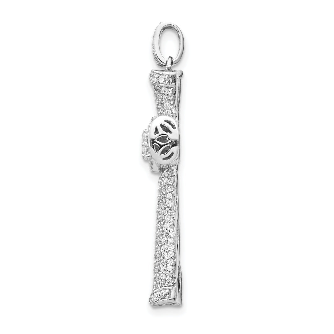 14k White Gold Diamond Cross Pendant