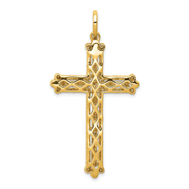 14k Diamond Budded Cross Pendant