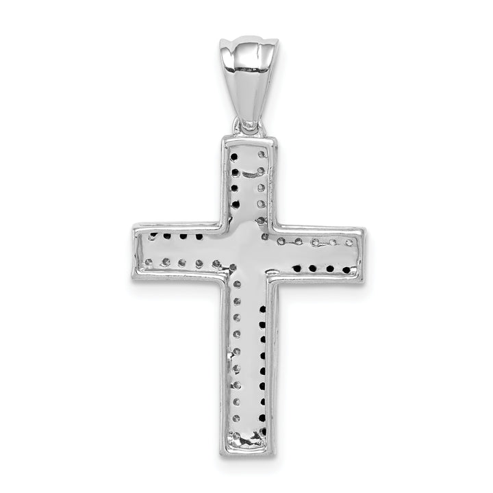 14k White Gold 1/5ct. Black and White Diamond Cross Pendant