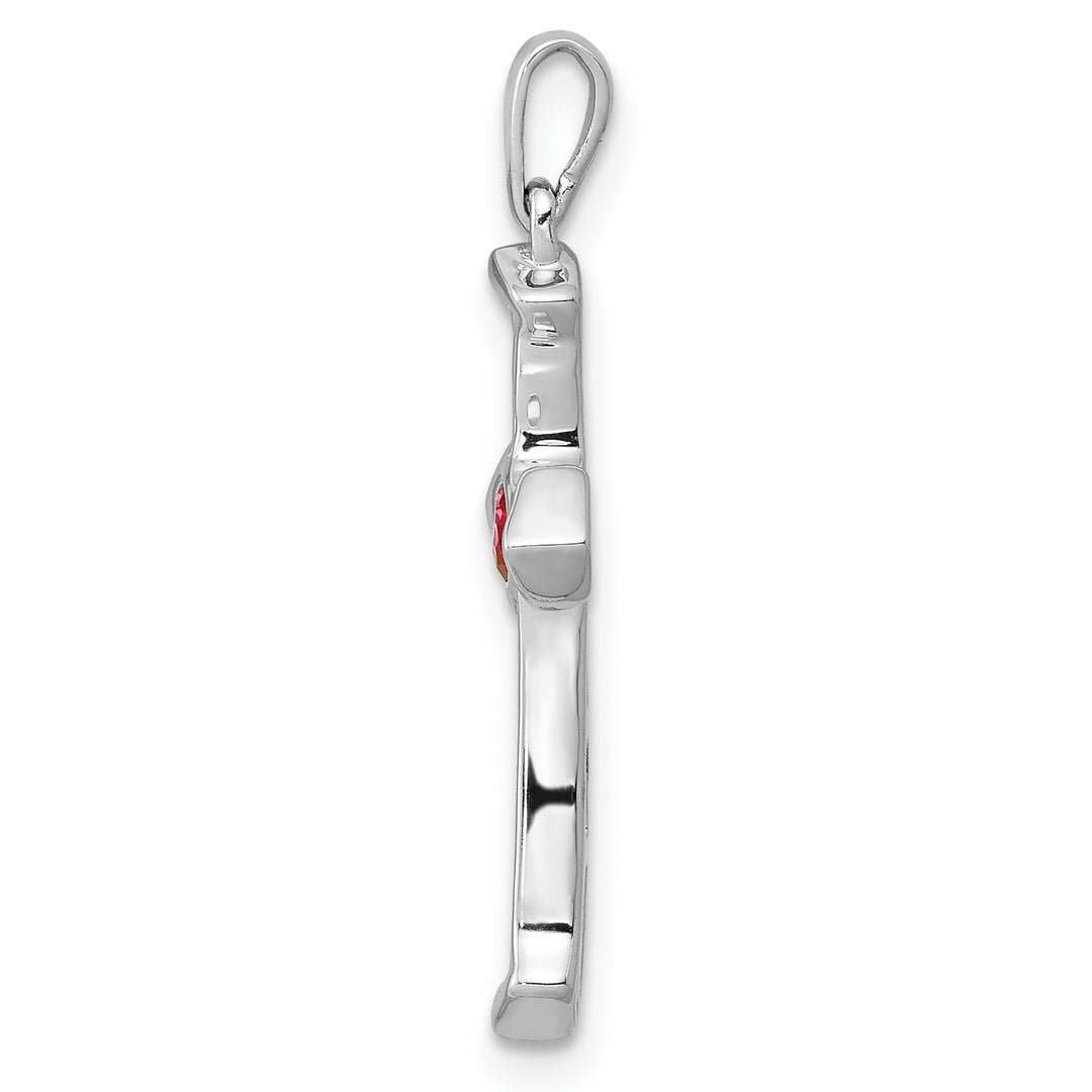 14k White Gold Ruby and Diamond Heart Cross Pendant