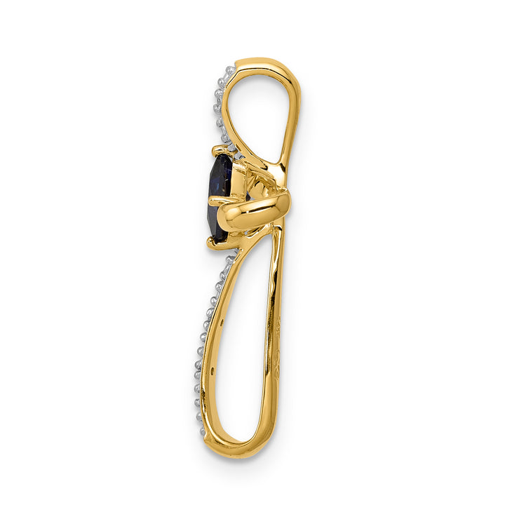 14k w/Rhodium Lab Created Sapphire and Diamond Cross Slide