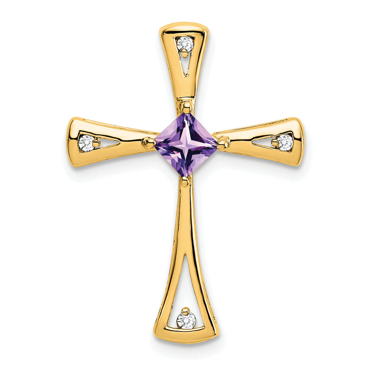 14k Amethyst and Diamond Cross Chain Slide