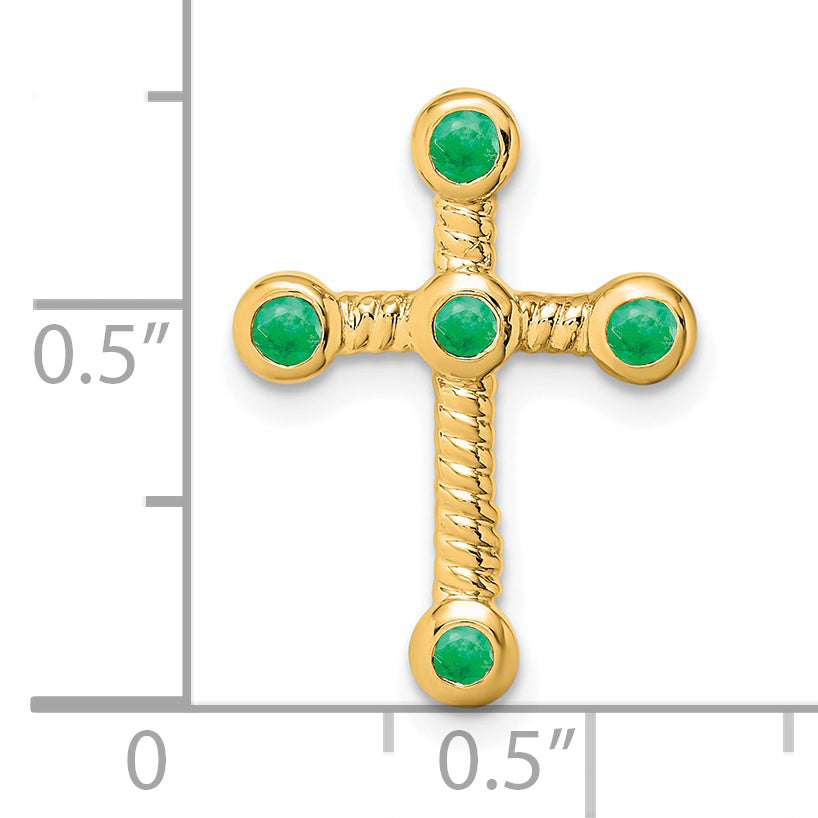 14k Emerald Cross Chain Slide