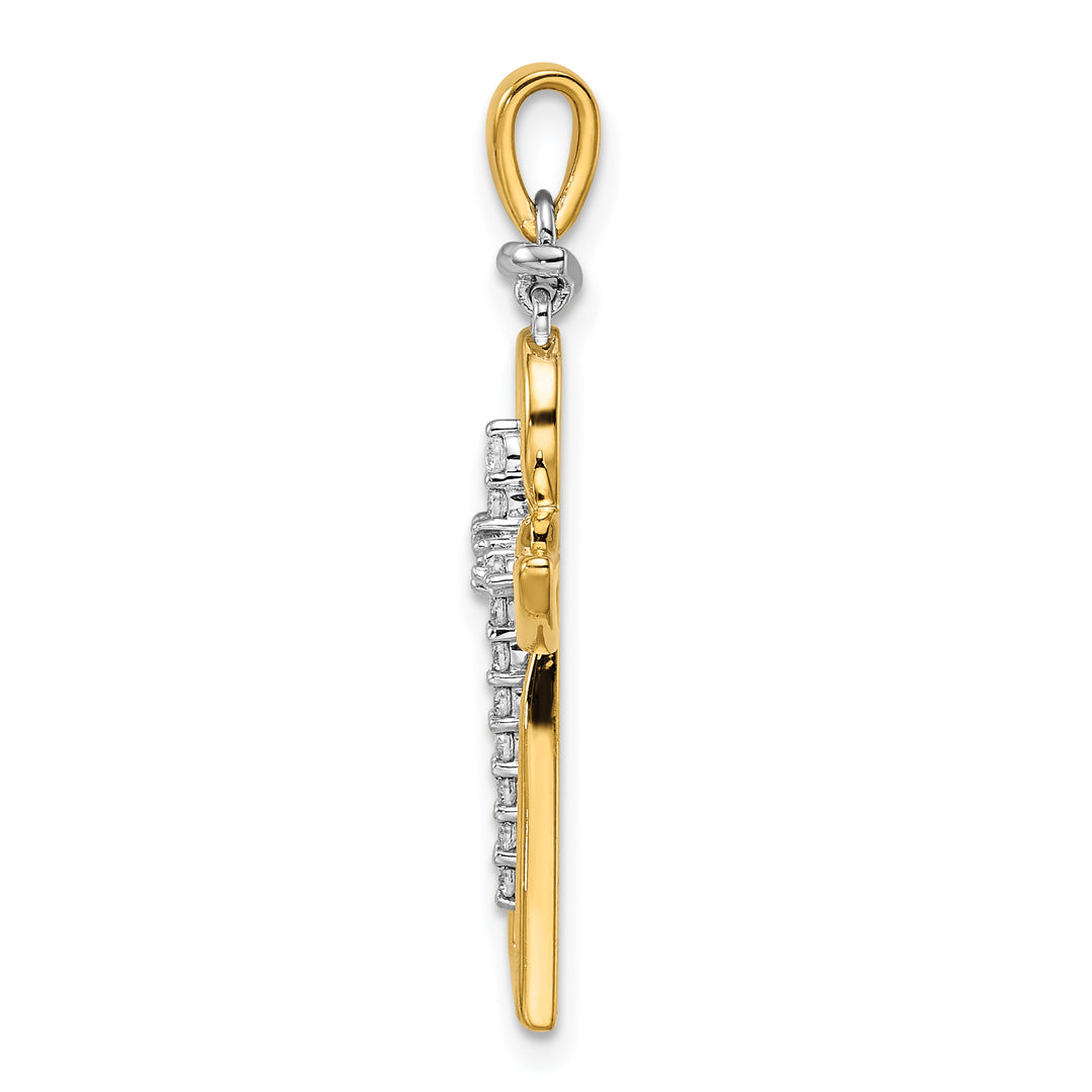 14k Two-tone Polished Diamond Cross