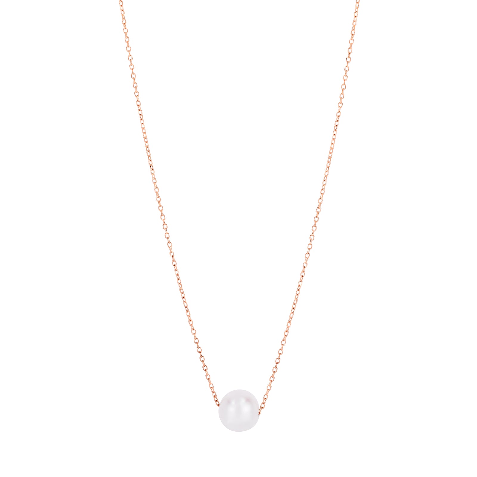 14K Pearl Necklace Solitaire