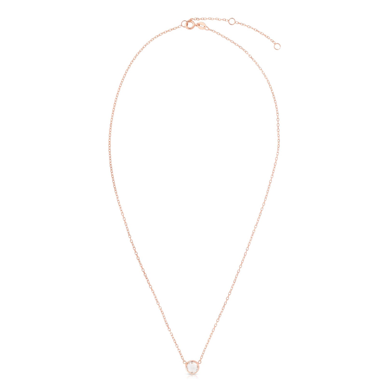 14K Gold & White Topaz Solitaire Necklace