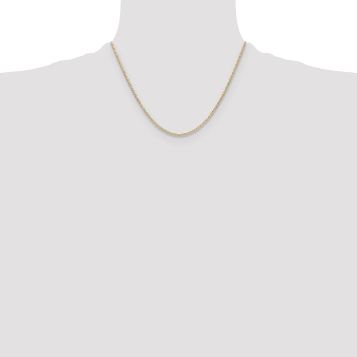 14k 2.0mm Tri-color Gold PavÃ© Valentino Chain