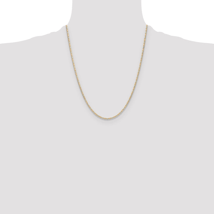 14k 2.0mm Tri-color Gold PavÃ© Valentino Chain
