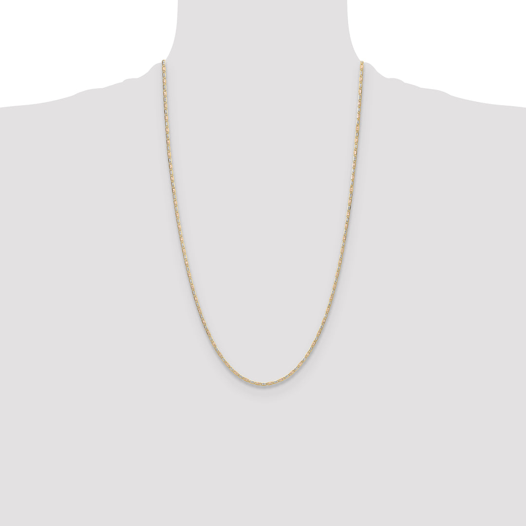 14k 2.0mm Tri-color Gold PavÃ© Valentino Chain