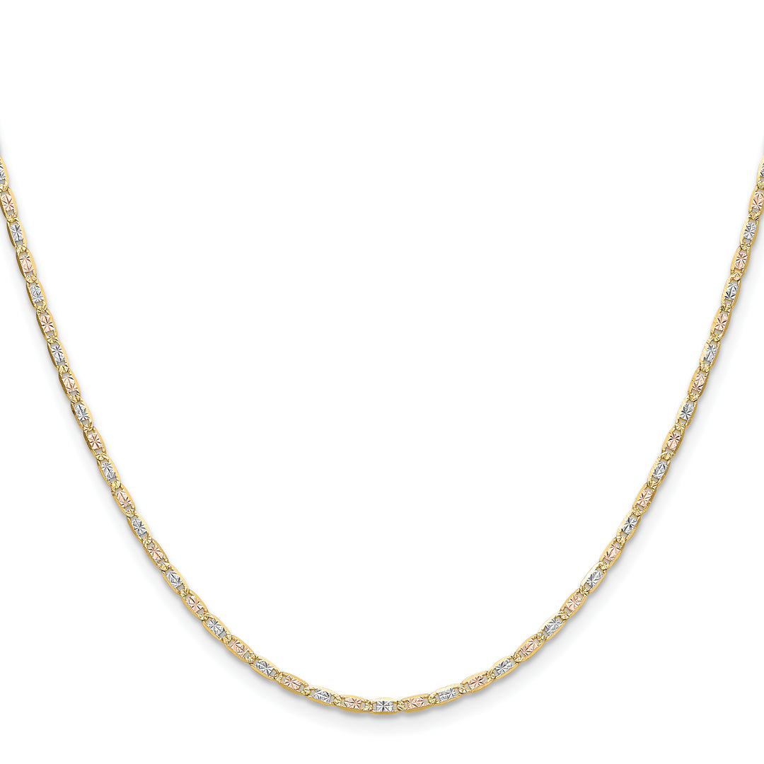 14k 2.0mm Tri-color Gold Pavé Valentino Chain