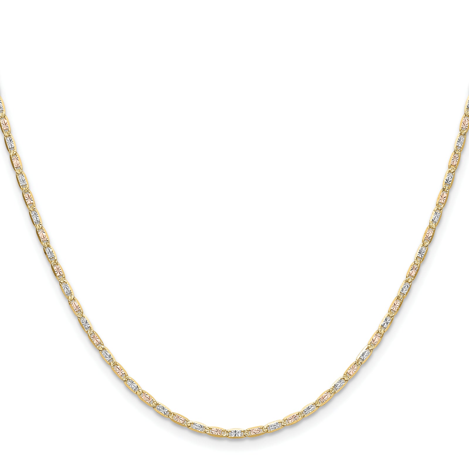 14k 2.0mm Tri-color Gold Pavé Valentino Chain