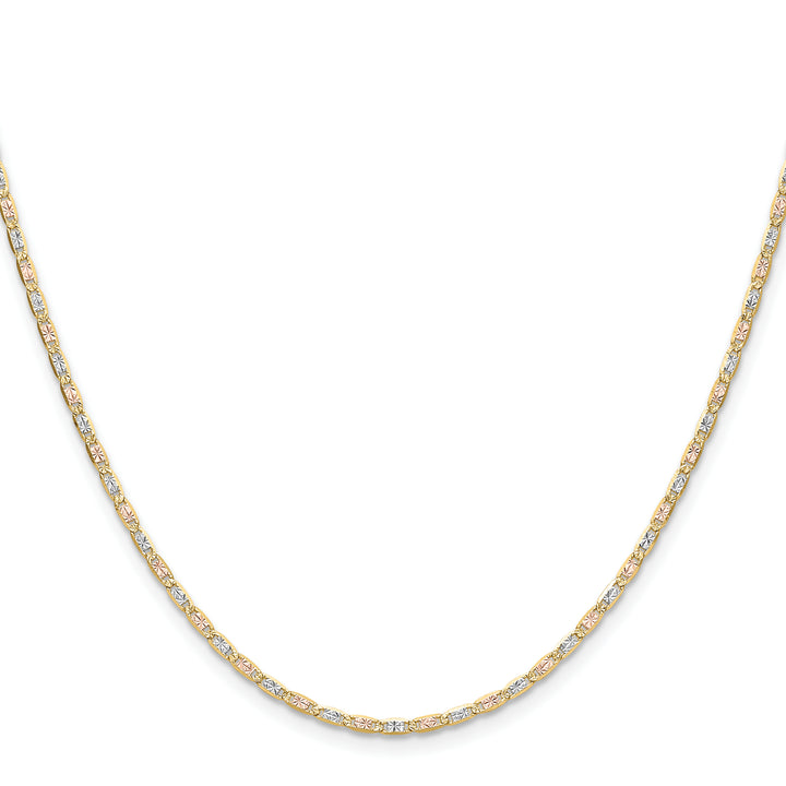 14k 2.0mm Tri-color Gold Pavé Valentino Chain