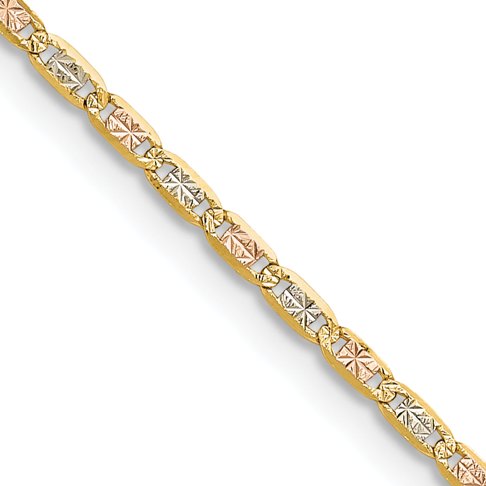 14k 2.0mm Tri-color Gold Pavé Valentino Chain