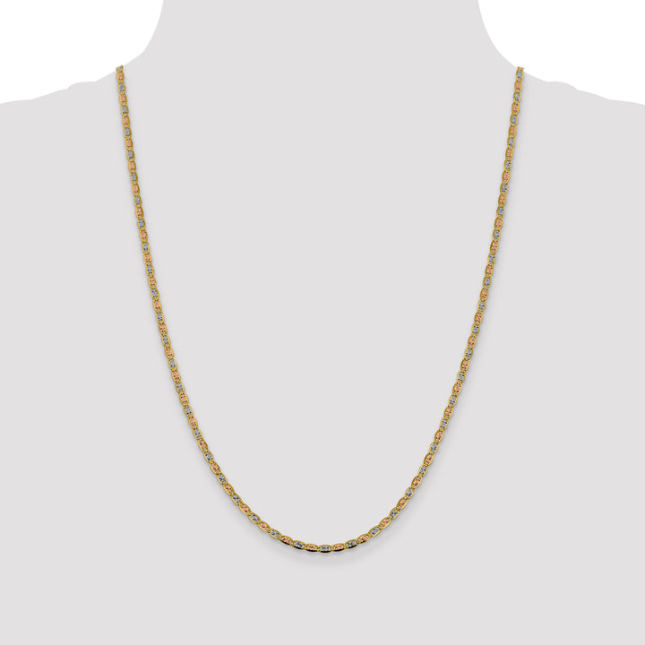 14k 2.75mm Tri-color Gold PavÃ© Valentino Chain