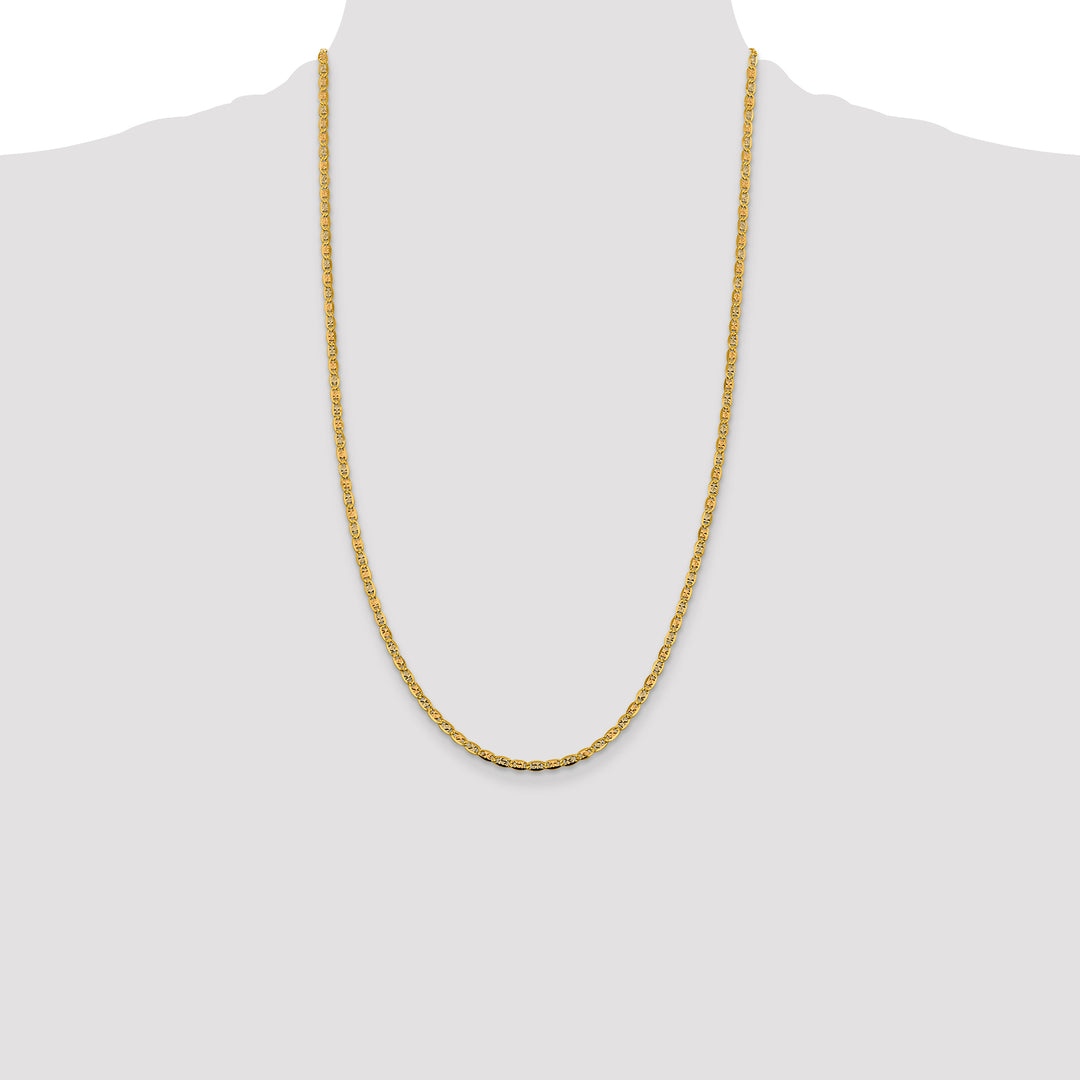 14k 2.75mm Tri-color Gold PavÃ© Valentino Chain