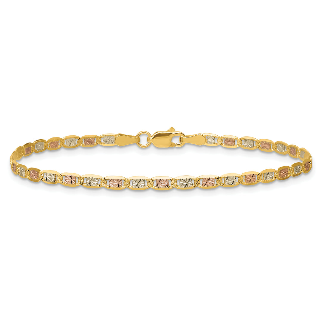 14k 2.75mm Tri-color Gold PavÃ© Valentino Chain