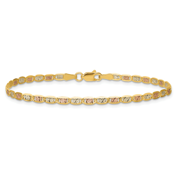 14k 2.75mm Tri-color Gold PavÃ© Valentino Chain