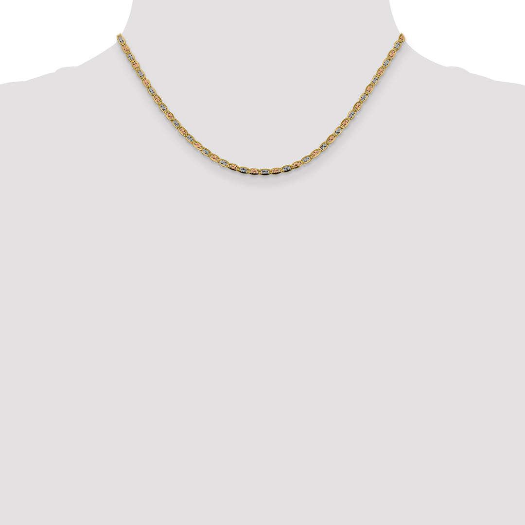 14k 2.75mm Tri-color Gold Pavé Valentino Chain