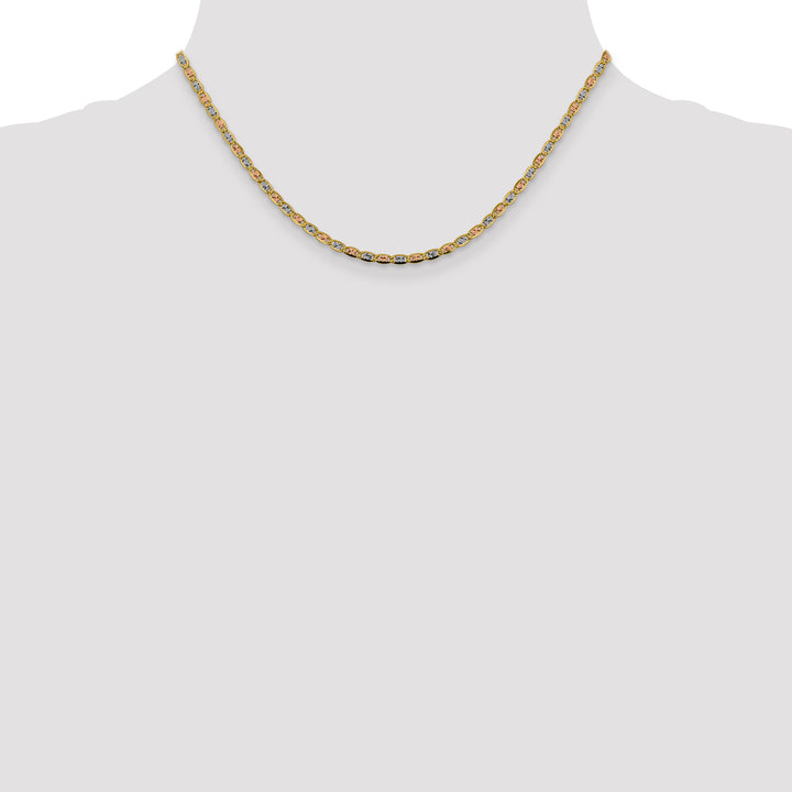 14k 2.75mm Tri-color Gold Pavé Valentino Chain