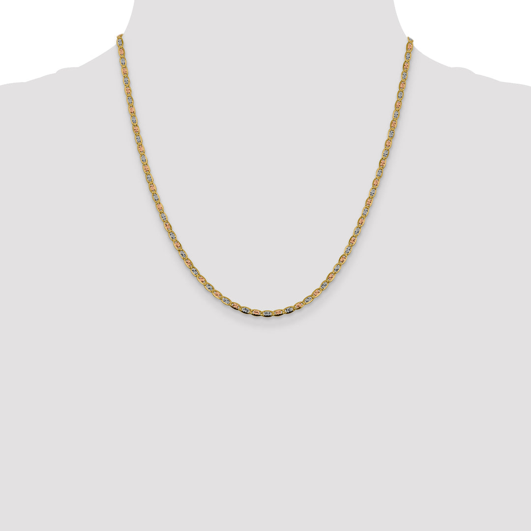 14k 2.75mm Tri-color Gold Pavé Valentino Chain