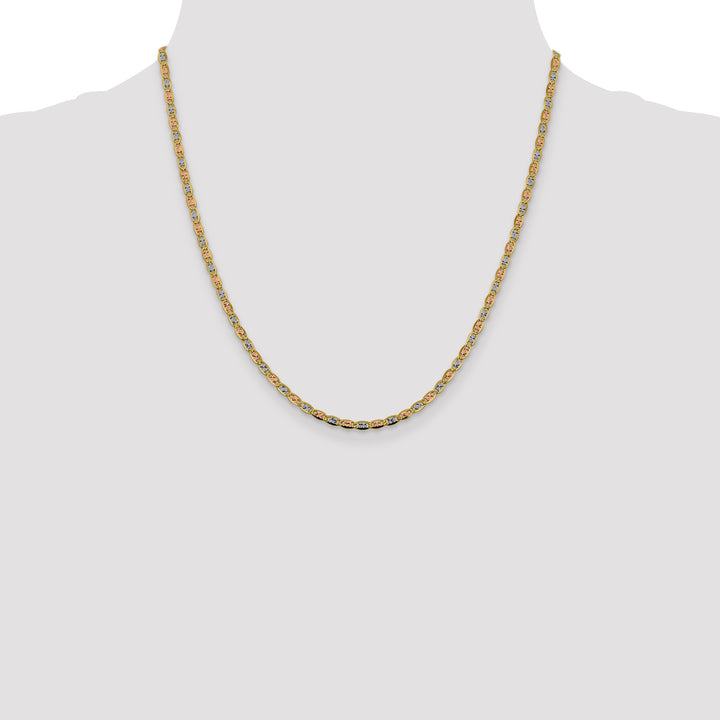 14k 2.75mm Tri-color Gold Pavé Valentino Chain