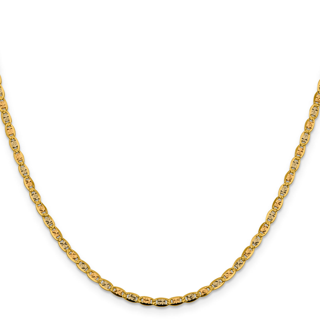14k 2.75mm Tri-color Gold Pavé Valentino Chain