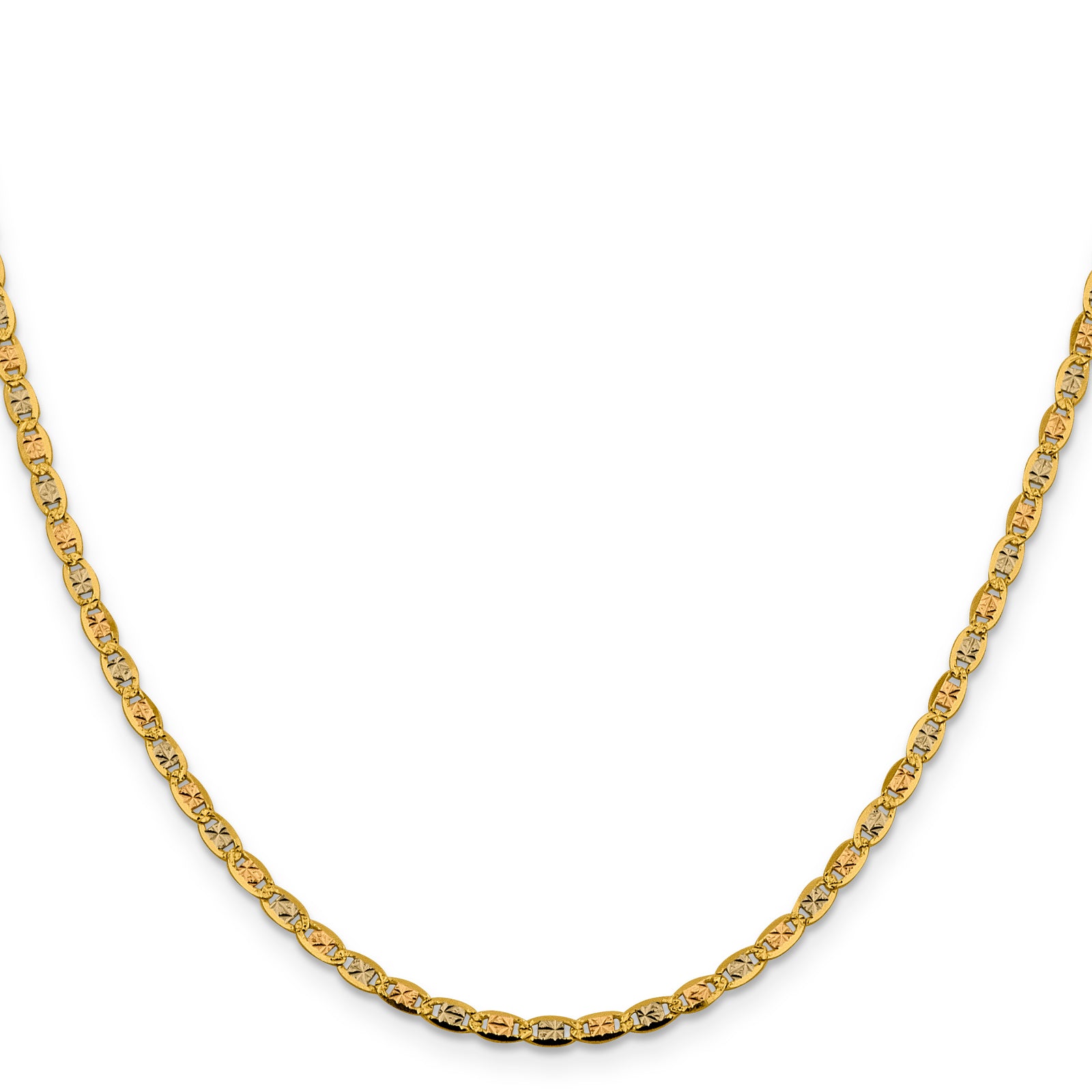 14k 2.75mm Tri-color Gold Pavé Valentino Chain