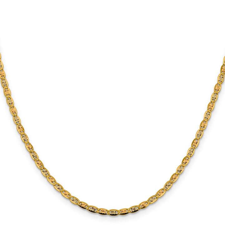 14k 2.75mm Tri-color Gold Pavé Valentino Chain