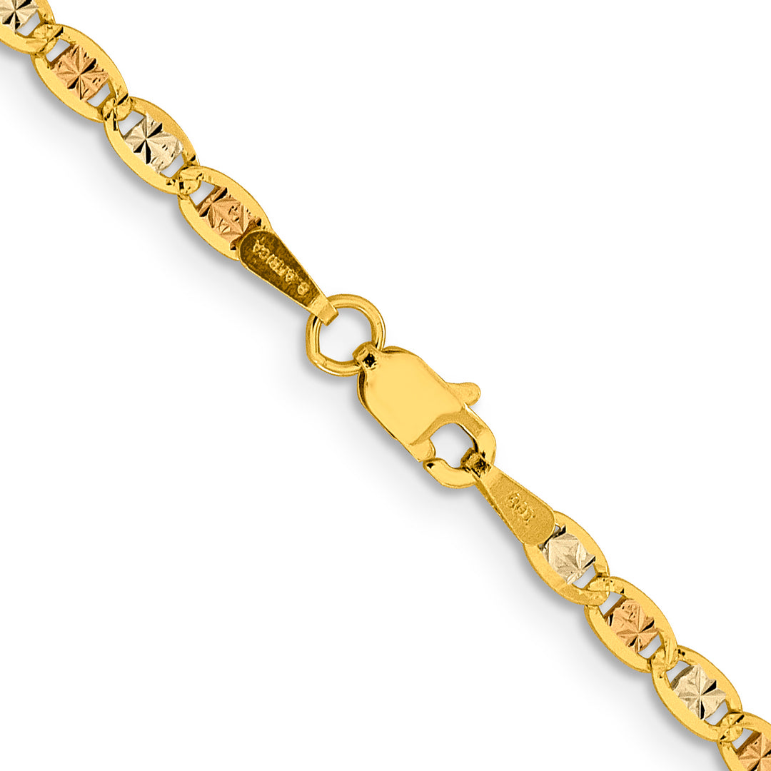 14k 2.75mm Tri-color Gold Pavé Valentino Chain