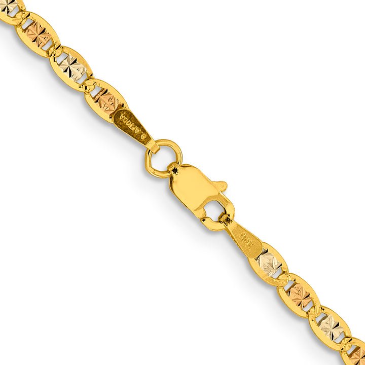 14k 2.75mm Tri-color Gold Pavé Valentino Chain