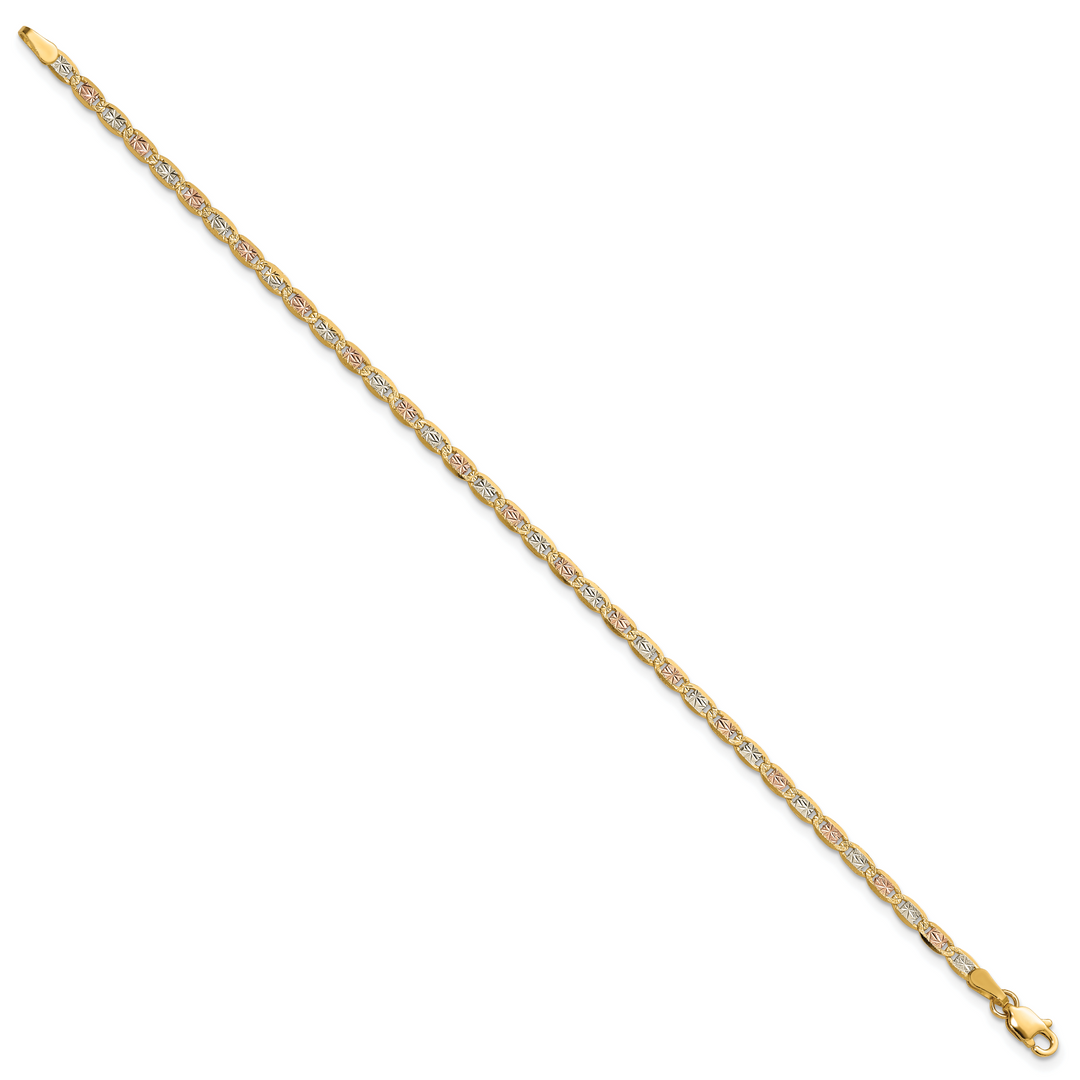 14k 2.75mm Tri-color Gold Pavé Valentino Chain