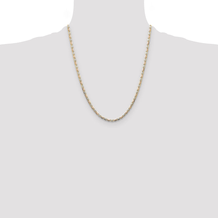 14k 3.2mm Tri-color Gold PavÃ© Valentino Chain