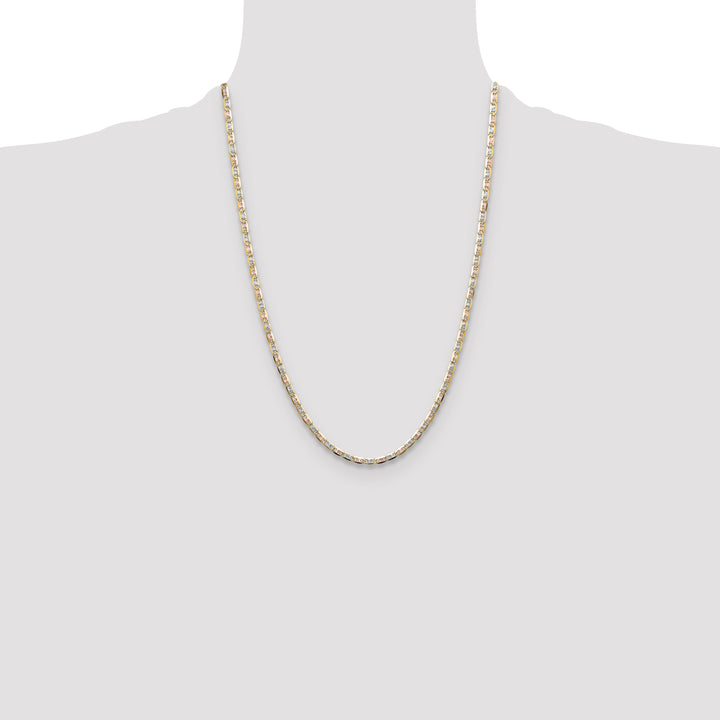 14k 3.2mm Tri-color Gold PavÃ© Valentino Chain