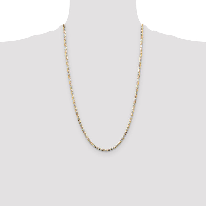 14k 3.2mm Tri-color Gold PavÃ© Valentino Chain