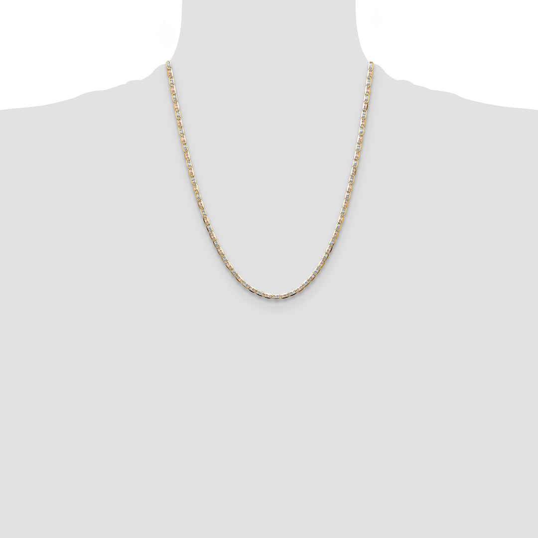 14k 3.2mm Tri-color Gold Pavé Valentino Chain