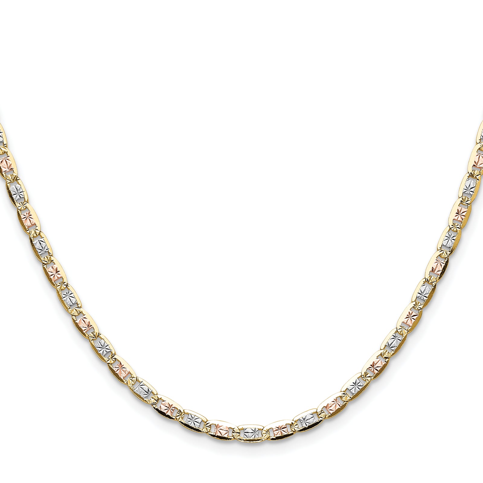 14k 3.2mm Tri-color Gold Pavé Valentino Chain