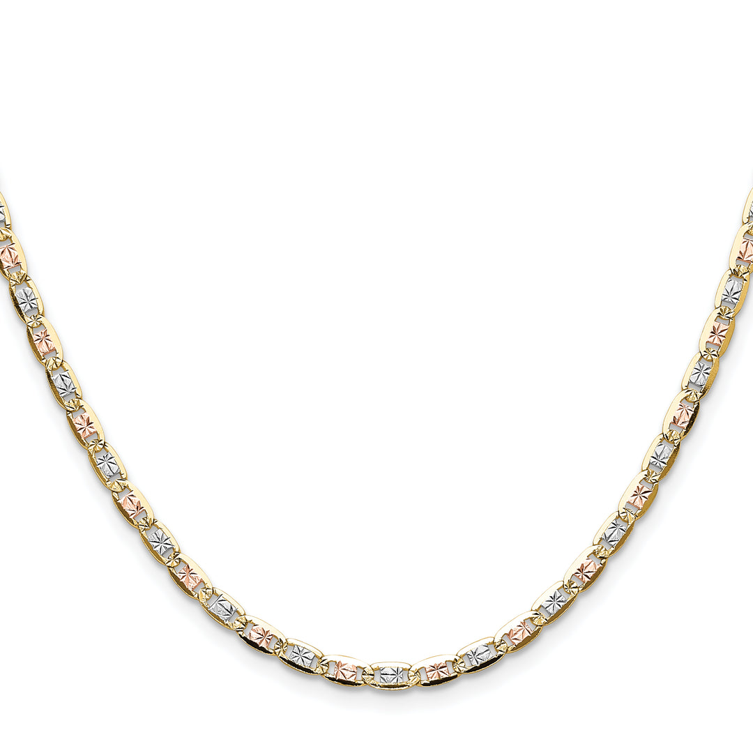 14k 3.2mm Tri-color Gold Pavé Valentino Chain