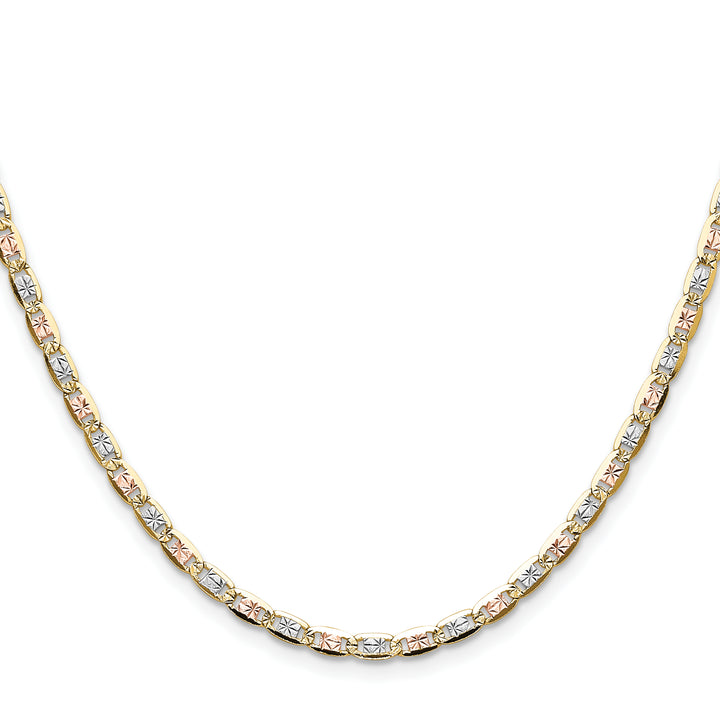 14k 3.2mm Tri-color Gold Pavé Valentino Chain