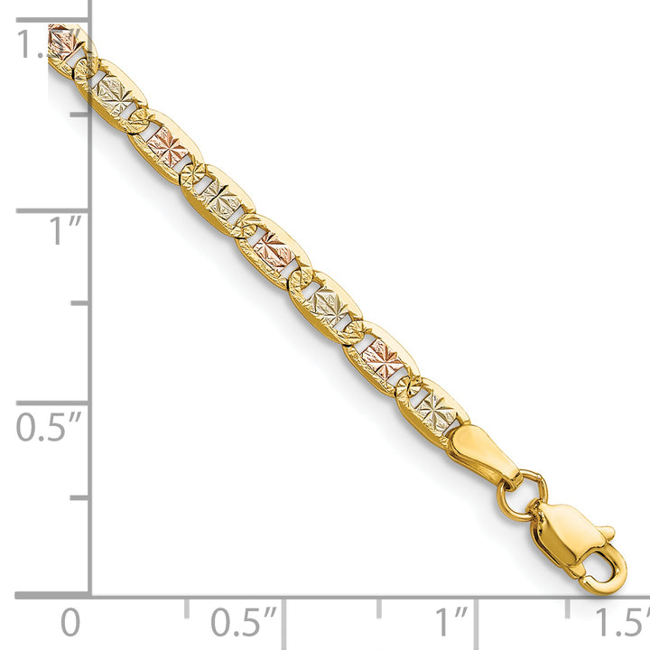 14k 3.2mm Tri-color Gold Pavé Valentino Chain