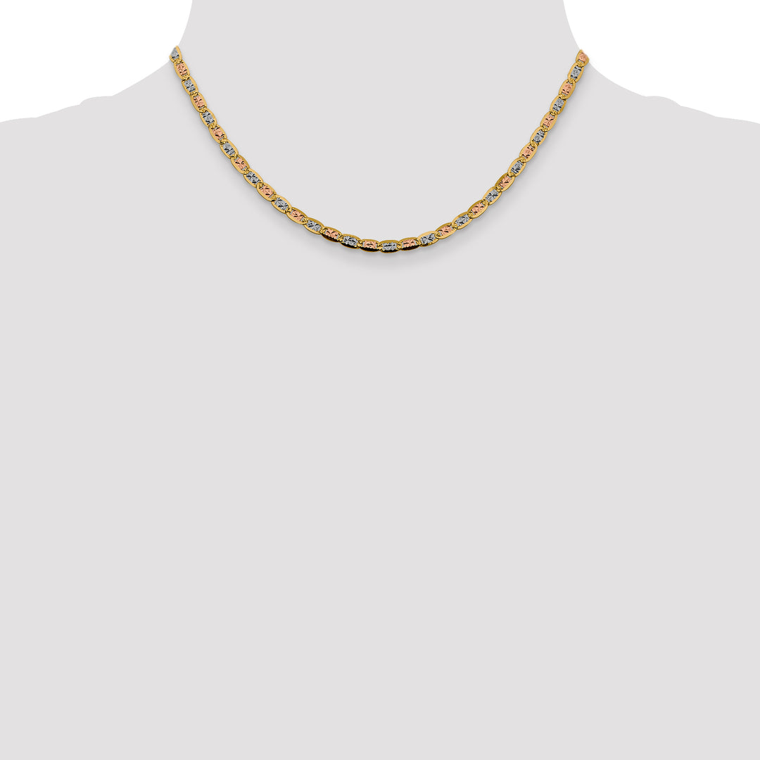 14k 3.8mm Tri-color Gold PavÃ© Valentino Chain