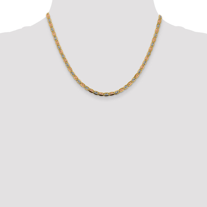 14k 3.8mm Tri-color Gold PavÃ© Valentino Chain