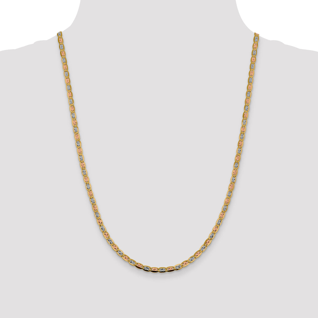 14k 3.8mm Tri-color Gold PavÃ© Valentino Chain