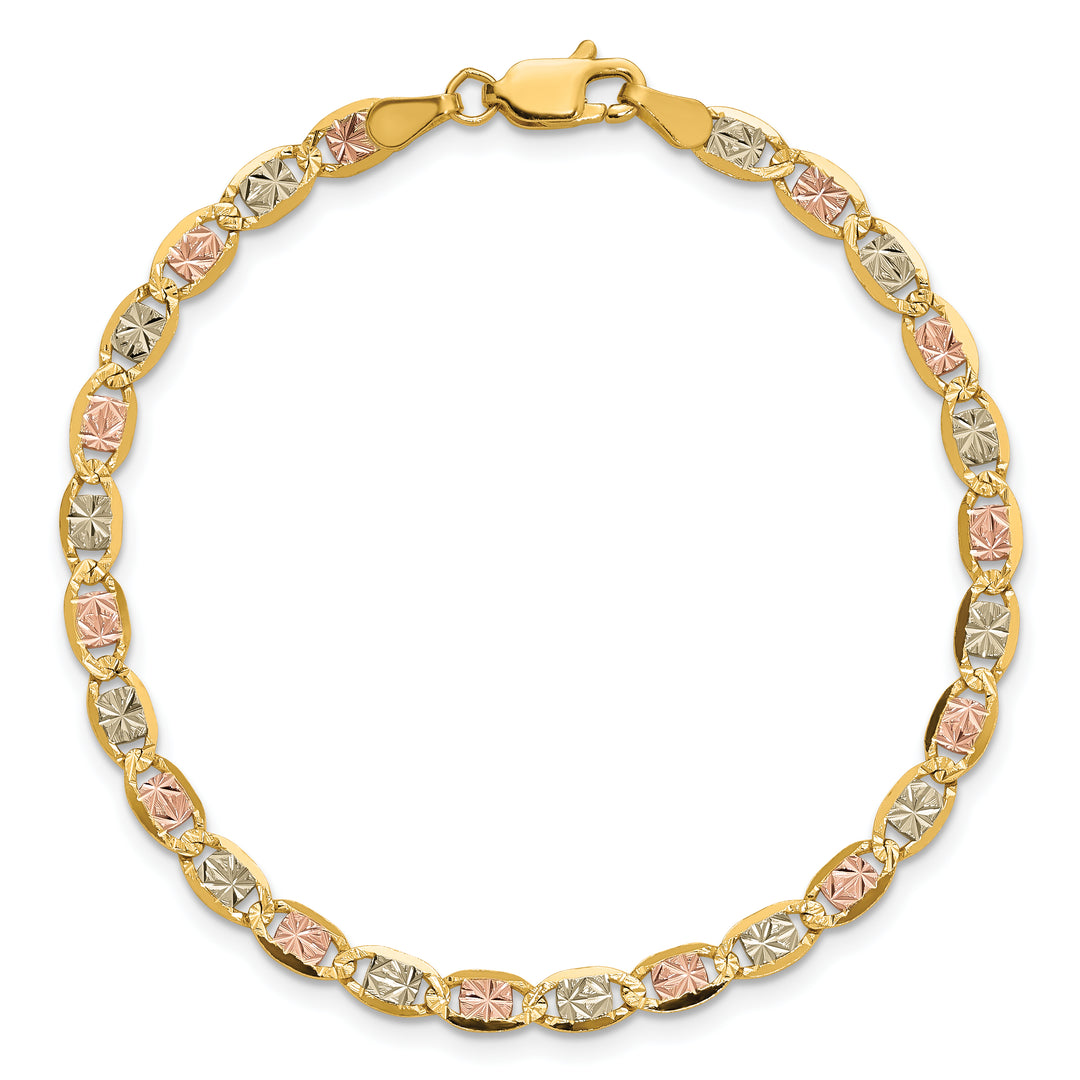 14k 3.8mm Tri-color Gold PavÃ© Valentino Chain