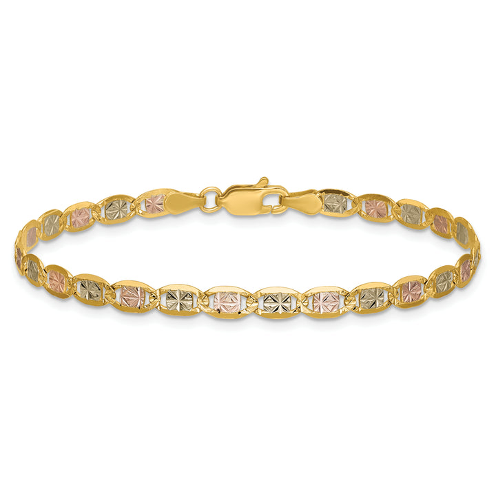 14k 3.8mm Tri-color Gold PavÃ© Valentino Chain
