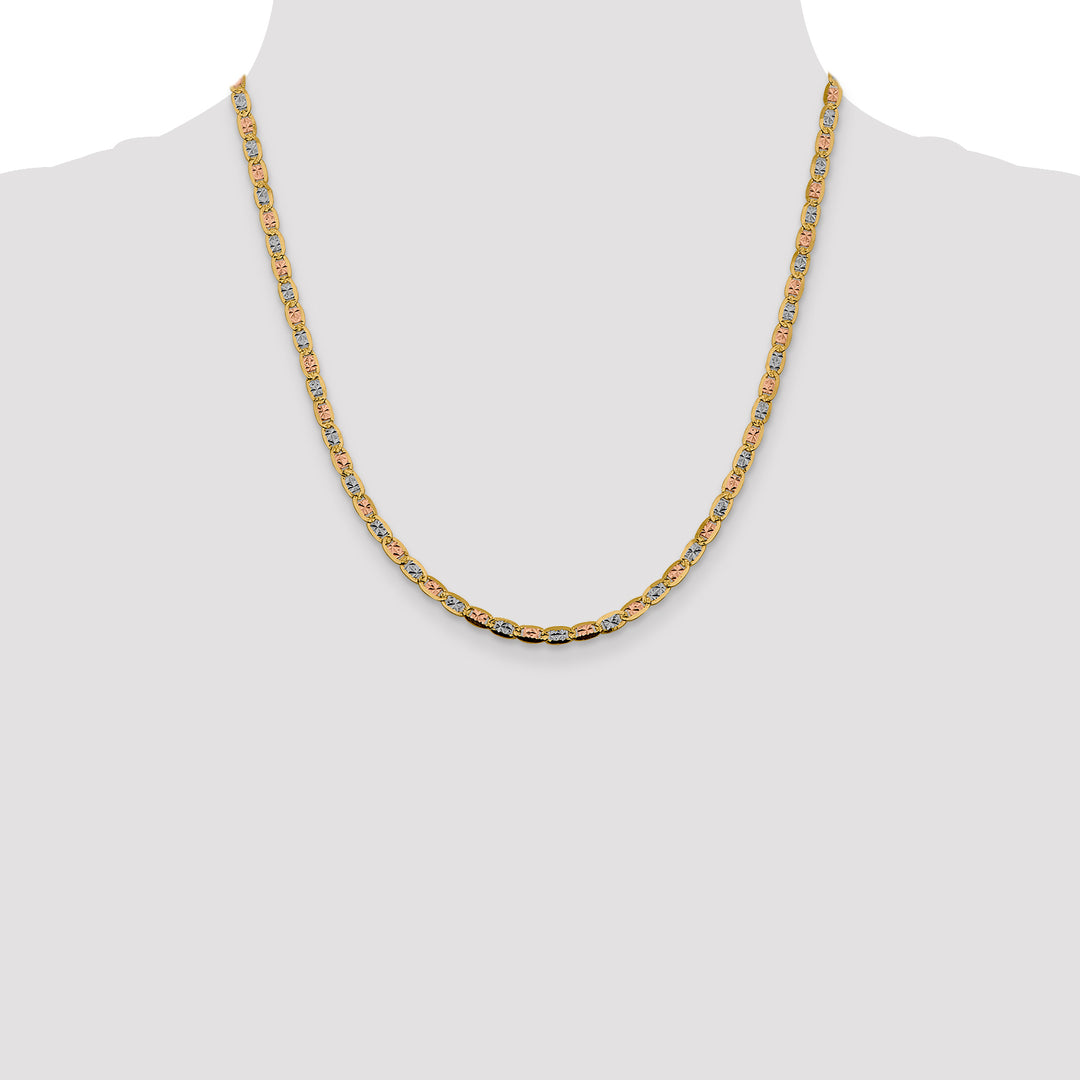 14k 3.8mm Tri-color Gold Pavé Valentino Chain