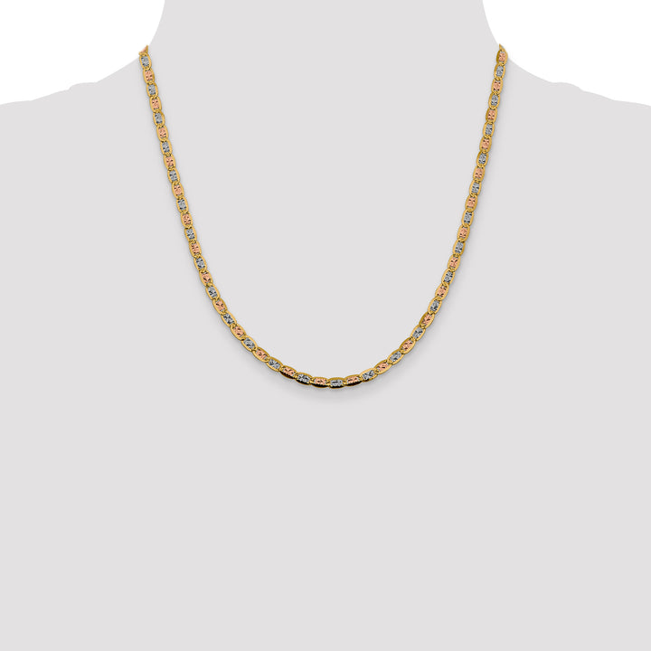 14k 3.8mm Tri-color Gold Pavé Valentino Chain